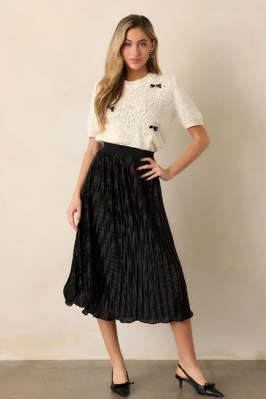 Try And Try Again Black Pleated Midi Skirt seamless skirt comfort