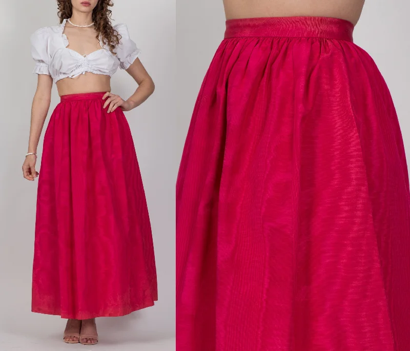 Vintage Marbled Hot Pink Maxi Skirt - Extra Small, 24" chiffon skirt floaty