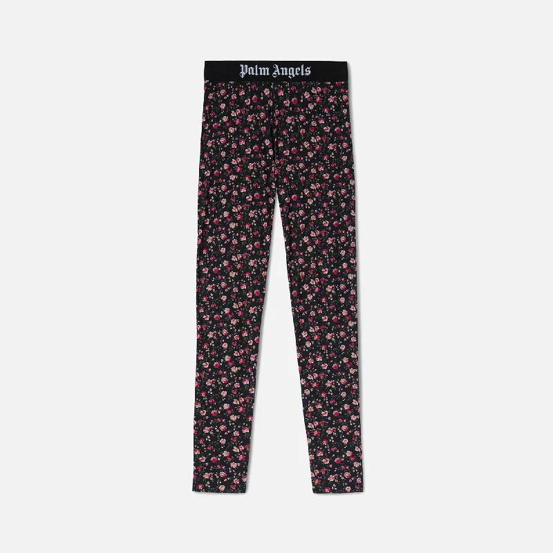 Palm Angels Flower Print Classic Legging - Black / Pink Trendy Polka Dot Leggings