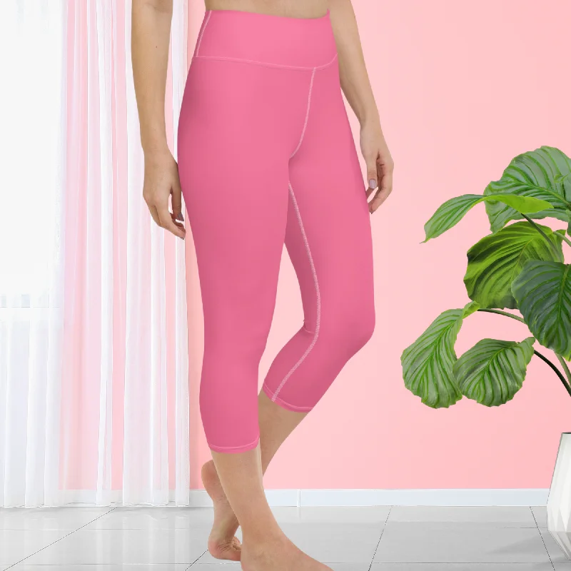 Bubble Gum Bliss High-Waisted Yoga Capri Leggings for Comfort & Style, lioness-love Comfortable Lounge Leggings