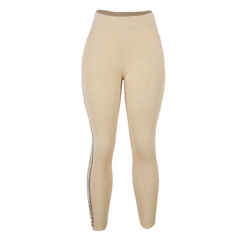 REDTAG Cream Leggings for Women Stylish Compression Fit Leggings