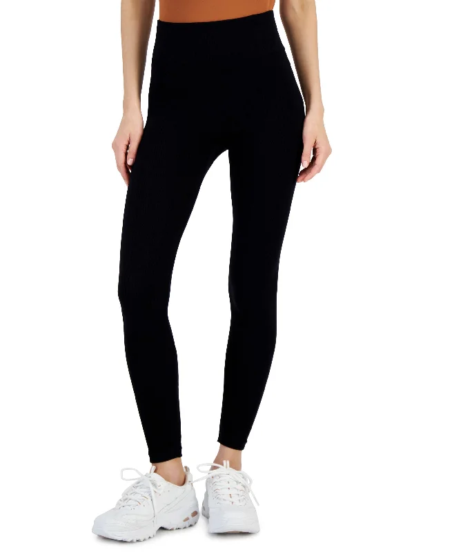 Juniors' High-Rise Seamless Skinny Leggings Trendy High-Waist Tummy Control Leggings