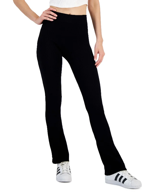 Juniors' Seamless Flare-Hem Leggings Comfortable Ribbed Waistband Leggings