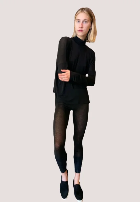 Leggings - Black Comfortable Wide-Band Leggings