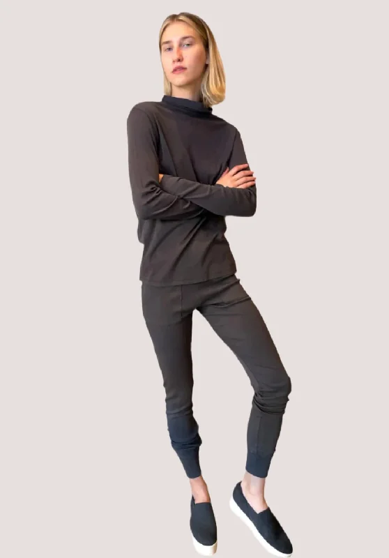 Cotton Leggings - Graphite Trendy Full-Length Leggings