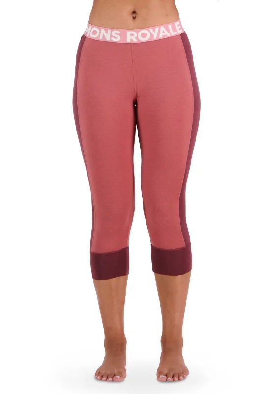 Mons Royale Cascade Legging 3/4 Thermals Womens Dark Chocolate / Terracotta Stylish Sporty Performance Leggings