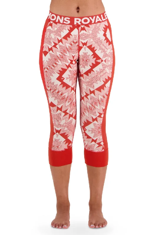 Mons Royale Cascade Legging 3/4 Thermals Womens Retro Red Nordtek Cozy Oversized Leggings