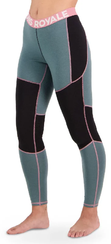 Mons Royale Olympus Legging Thermals Womens Burnt Sage / Black Fashionable Stretchy Fit Leggings