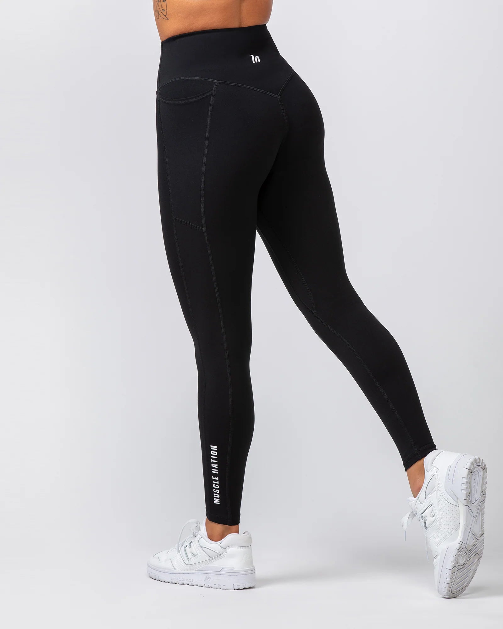 Muscle Nation | Agility Aura Pocket Ankle Length Leggings - Black Stylish Capri Leggings