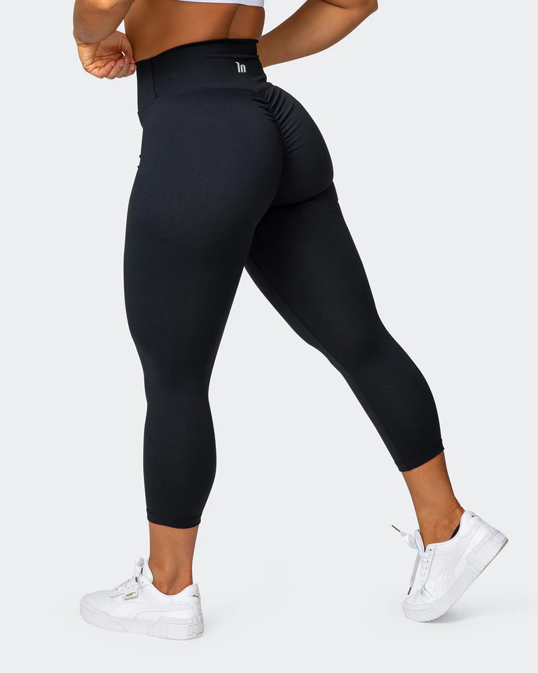 Muscle Nation | Signature Scrunch 7/8 Leggings – Black Comfortable Power Mesh Leggings