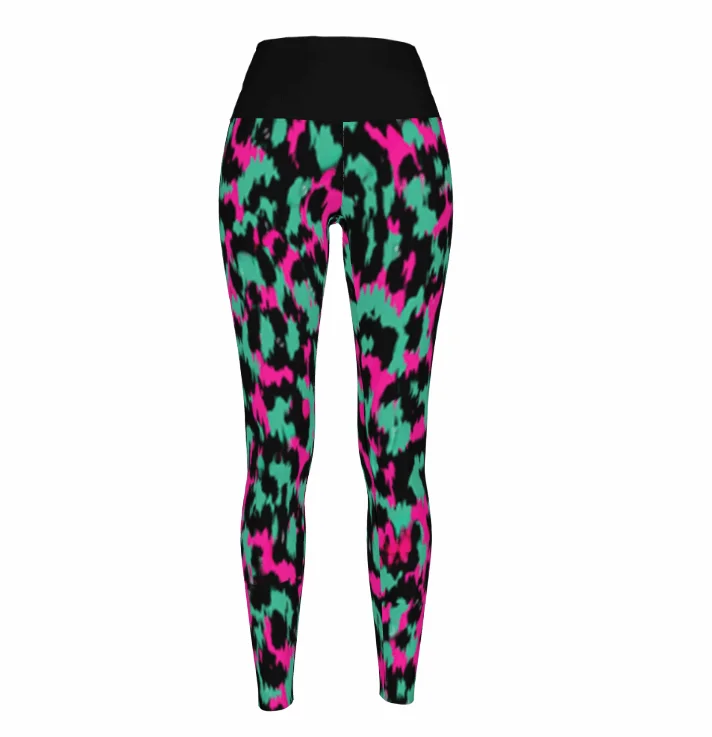 Women's Neon Jungle High Waist Stretchy Leggings Elegant Full-Body Leggings