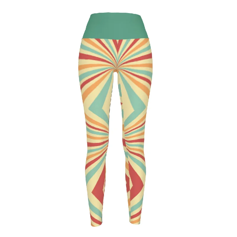 Women's Pastel Prism High Waist Stretchy Leggings Fashionable Sports Compression Leggings