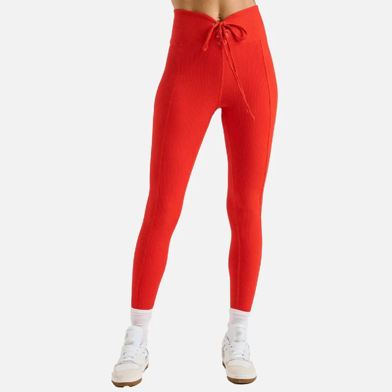 Year of Ours Ribbed Football Legging - Red Stylish Sweatproof Leggings