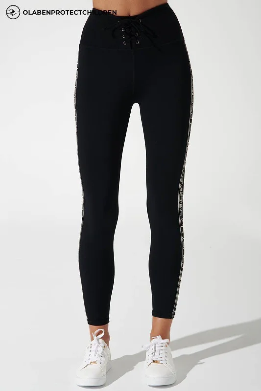 7/8 High Waist Double Knot Legging - Black Cozy Lounge Pants Leggings