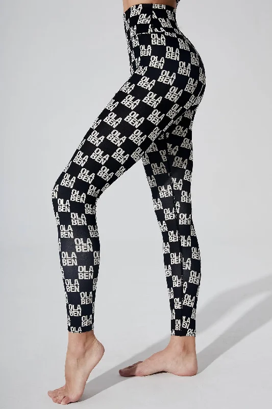 Hazel Monogram Legging - Monogram Black Comfortable Slim Fit Leggings