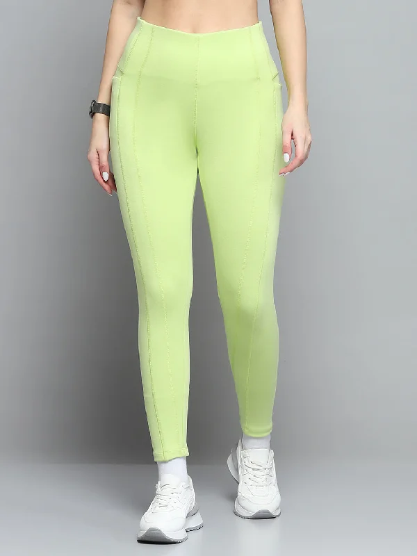 Women Green Solid Regular Fit legging Chic Velvet Soft Leggings