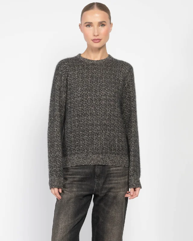 Mini Ribbed-Neckline Sweater Terry Terry Cloth Terry Knit