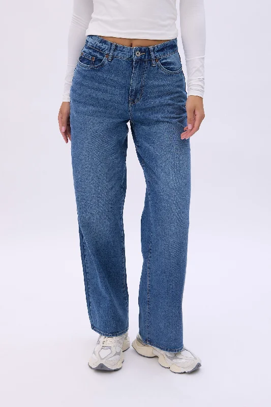 Super High Rise Wide Leg Jeans Comfortable Straight-Legged Denim