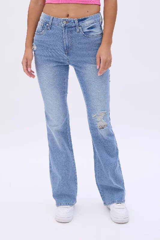 High Rise Flare Jeans Stylish High-Waist Skinny Denim