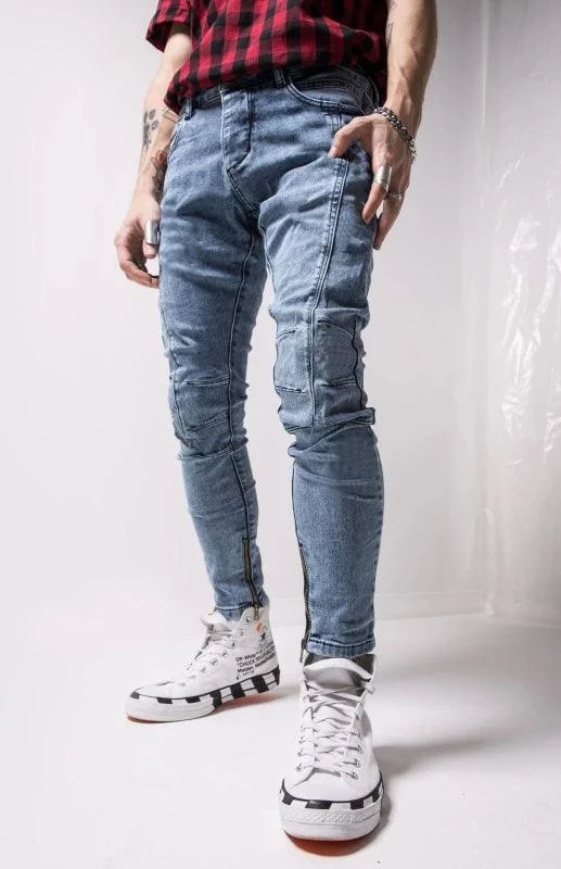 Ankle Zipper Streetstyle Jeans Casual Straight-Leg Jeans