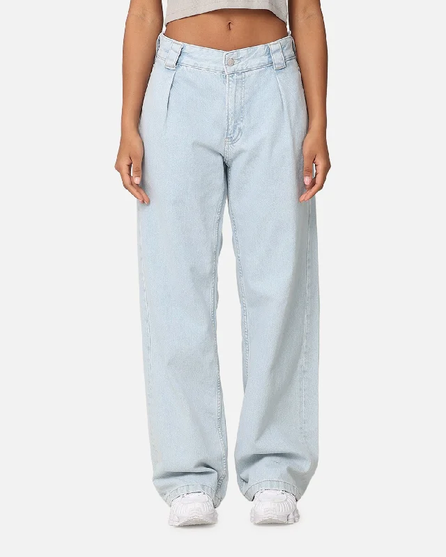 Calvin Klein 90's Loose Pleated Jeans Light Blue Trendy Wide-Legged High-Waist Jeans