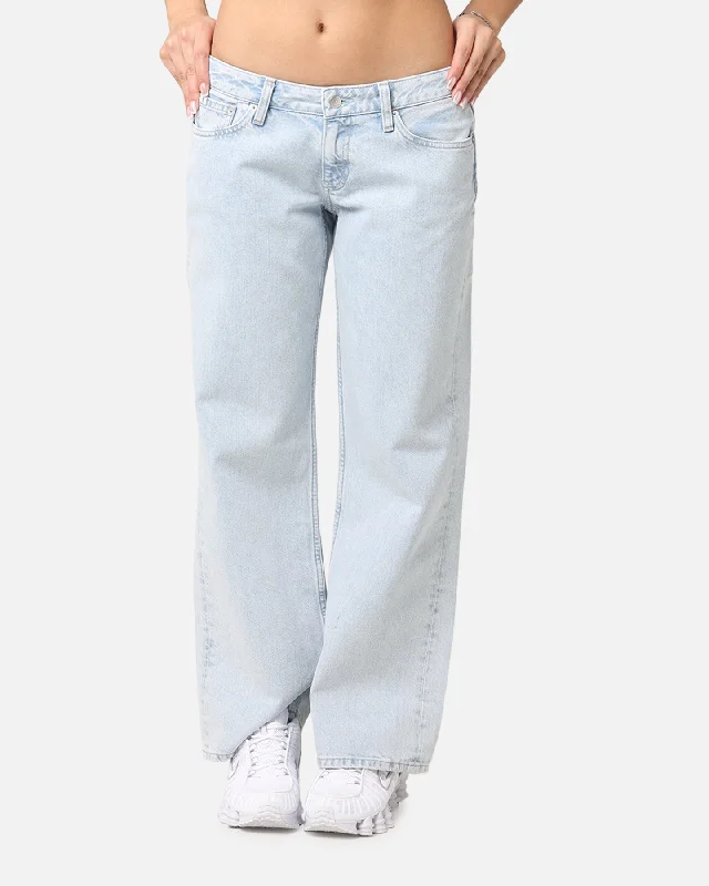 Calvin Klein Women's Extreme Low Rise Baggy Jeans Denim Light Blue Chic Vintage-Inspired Denim Jeans