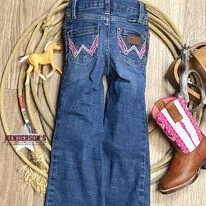 Girl's Wrangler Trouser Jeans in Faith Fashionable Distressed Jeans