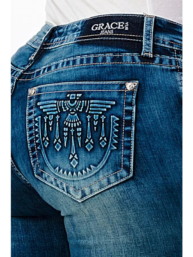 Grace in LA Jeans ~ Tribal Quetzal Chic Double Waistband Jeans