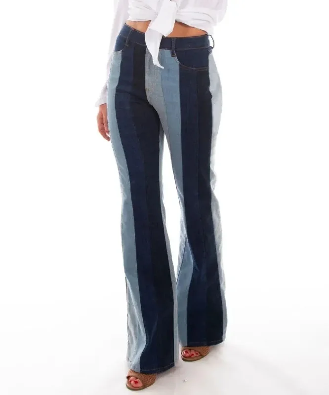 Honey Creek Color Block Flare Pant - Womens Jeans Elegant Skinny Leg Jeans