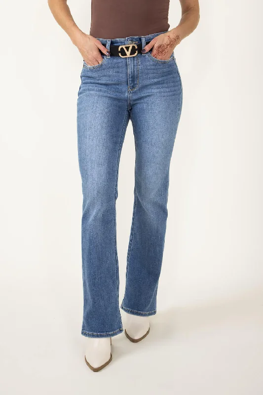 Judy Blue High Rise Bootcut Jeans for Women | 82515REG Elegant Raw Hem Jeans