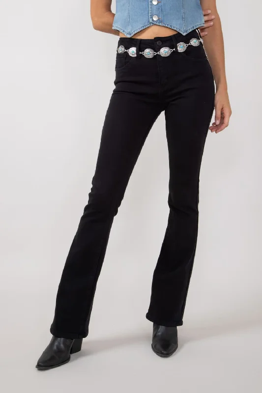 KanCan High Rise Bootcut Jeans for Women in Black | KC70005BK Stylish Tapered Fit Jeans