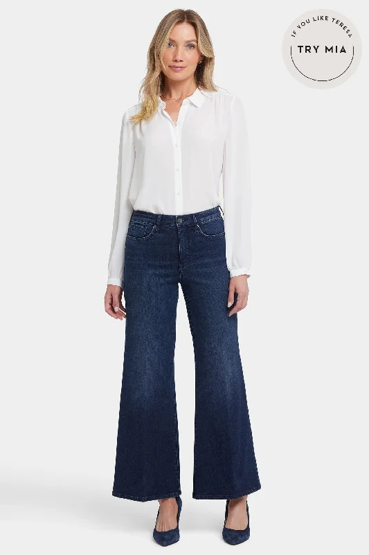 Mia Palazzo Ankle Jeans - Basin Comfortable Zip-Fly Denim Jeans