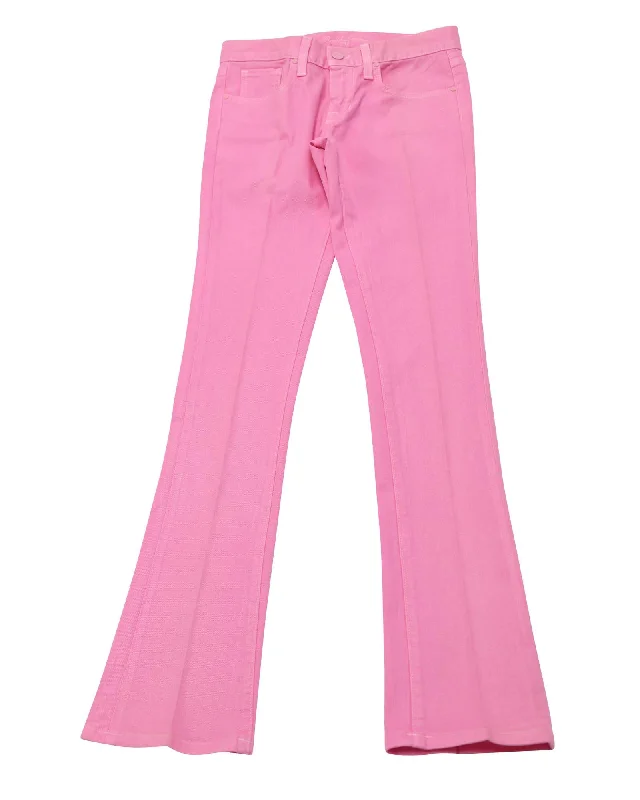 Ralph Lauren Wide Leg Jeans in Pink Cotton Trendy Button-Up High-Waist Jeans