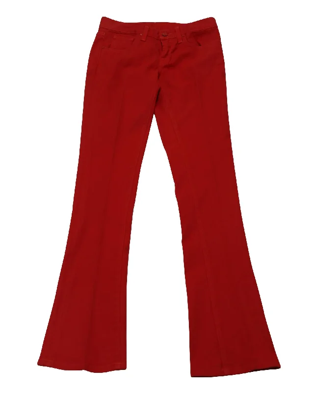 Ralph Lauren Wide Leg Jeans in Red Cotton Casual Skinny Fit Jeans