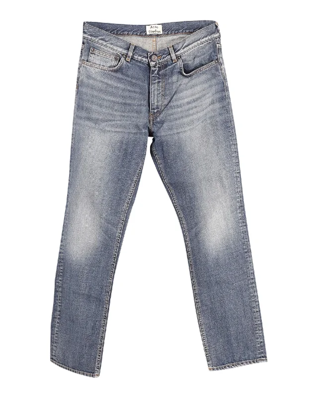 Classic Blue Cotton Jeans for Everyday Wear Chic Cropped Jeans