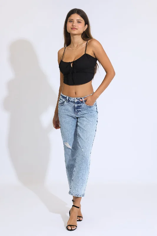 Next Level Low Rise Straight Jeans - Acid Wash Elegant Dark-Wash Bootcut Jeans