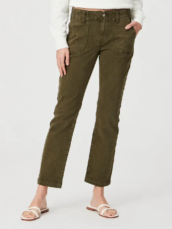 Paige Mayslie Straight Ankle Jeans Vintage Olive Meadow Cozy Stretch High-Waist Jeans