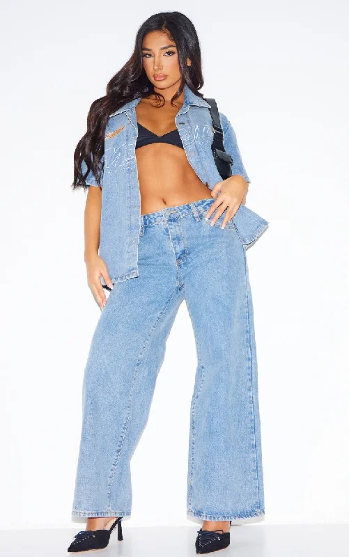 Petite Blue Straight Leg Jeans Chic Vintage-Inspired Denim Jeans