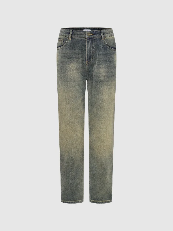 Regular Denim Jeans Elegant Dark-Wash Bootcut Jeans