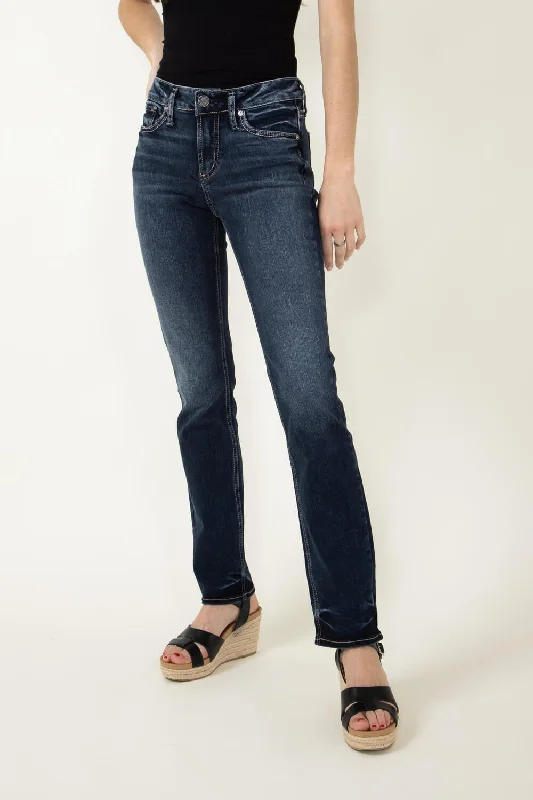 Silver Jeans Suki Mid Rise Straight Jeans for Women | L93413EDB359 Classic Button Fly Jeans