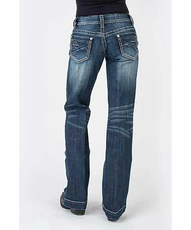 Stetson 214 Trouser Fit w/ Pieced Back Pocket - Women's Jeans Comfortable Faded High-Rise Jeans