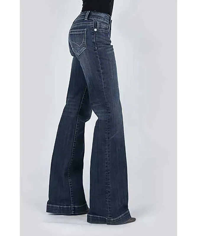 Stetson 214 Trouser Fit w/ Reverse Check Deco Stitch Pocket - Women's Jeans Trendy Pleated Waist Jeans