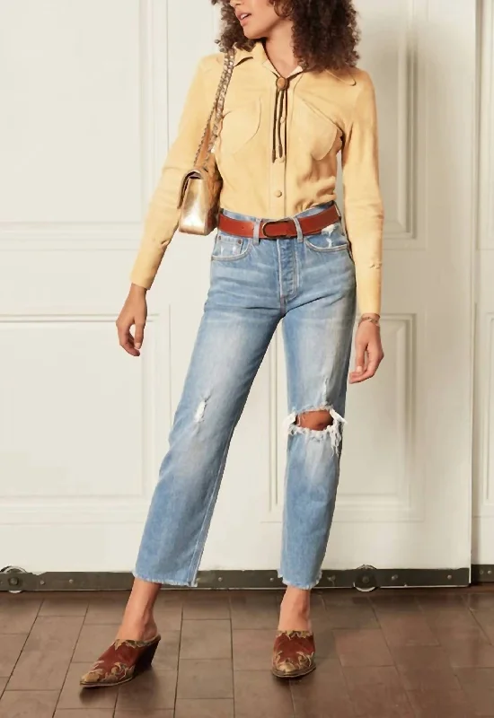 The Tommy Stretch Jeans in Wild Times Trendy Wide-Leg High-Waist Denim