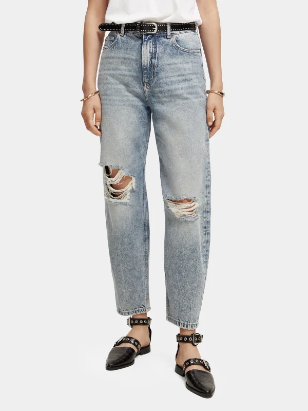 Tide balloon jeans Chic Faded Blue Jeans