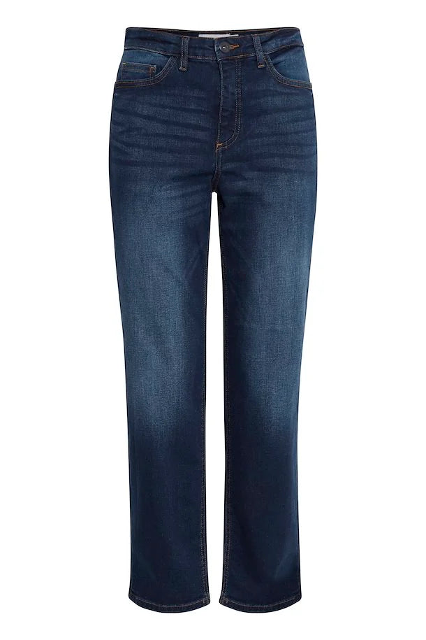 Women's ICHI IHTWIGGY Dark Blue Jeans Elegant Tapered Leg Denim