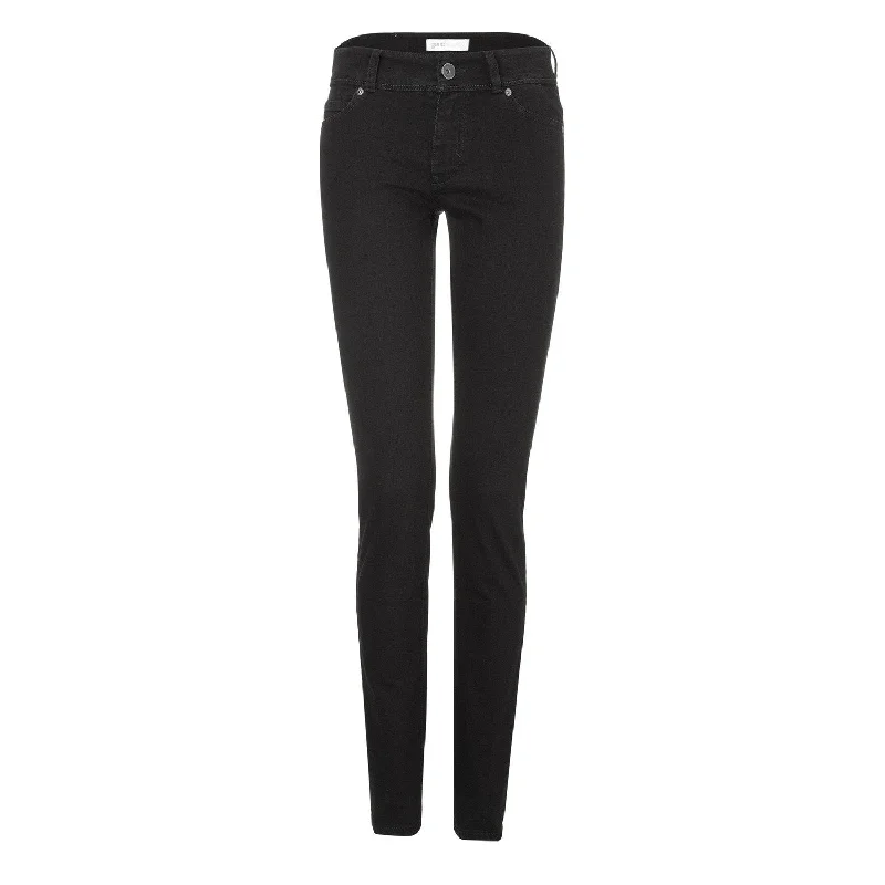 Womens Slim Jeans - Black One Wash Stylish High-Rise Mom Jeans