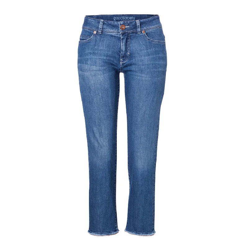 Womens Straight Cropped Jeans - Harrow Trendy Paperbag Waist Jeans