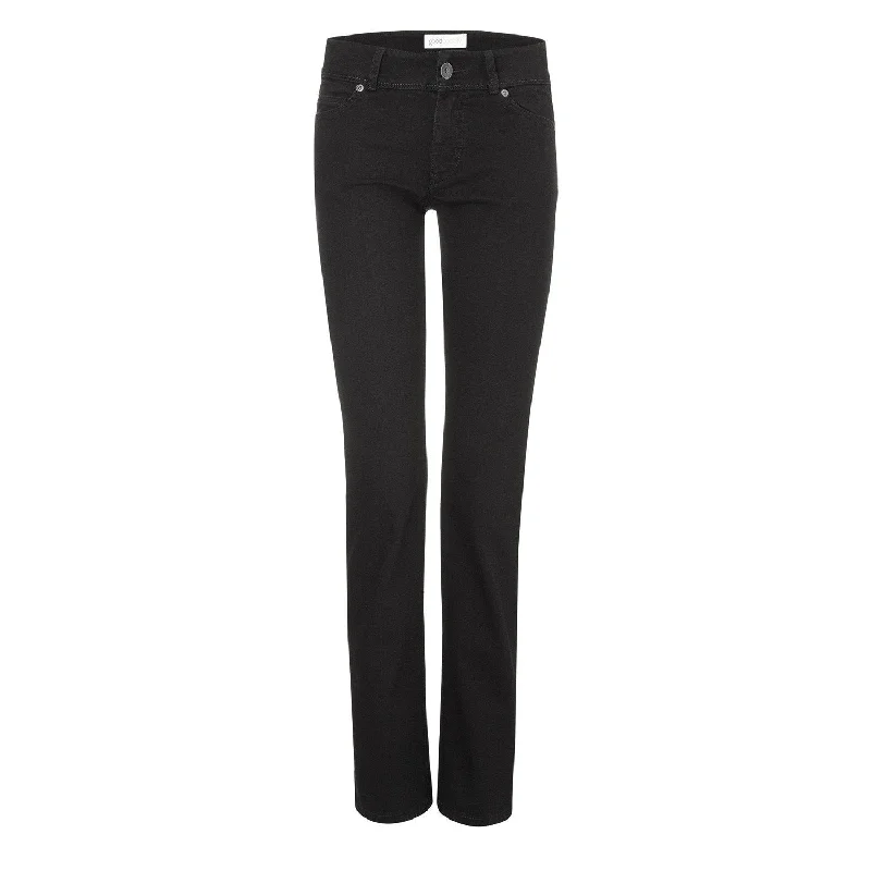 Womens Straight Jeans - Black One Wash Comfortable Jogger Style Jeans