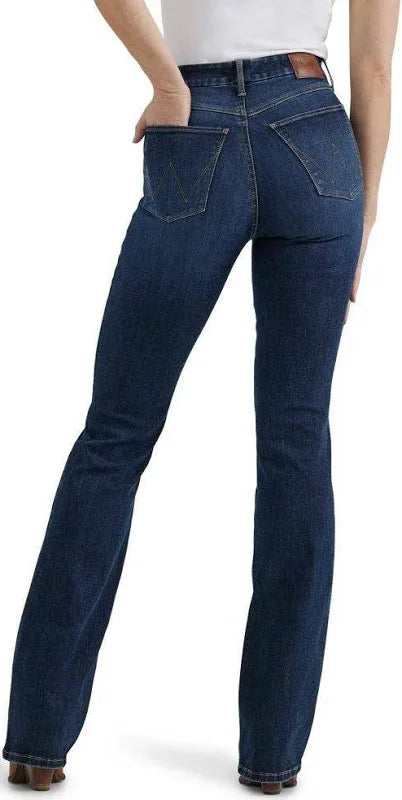 WOMENS WRANGLER BESPOKE BOOTCUT JEANS DARK WASH Casual Wide-Legged Denim Jeans