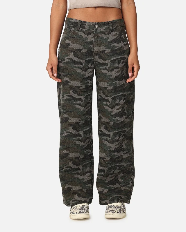 XXIII Women's Camo Wide Leg Jeans Camo Comfortable Zip-Fly Denim Jeans